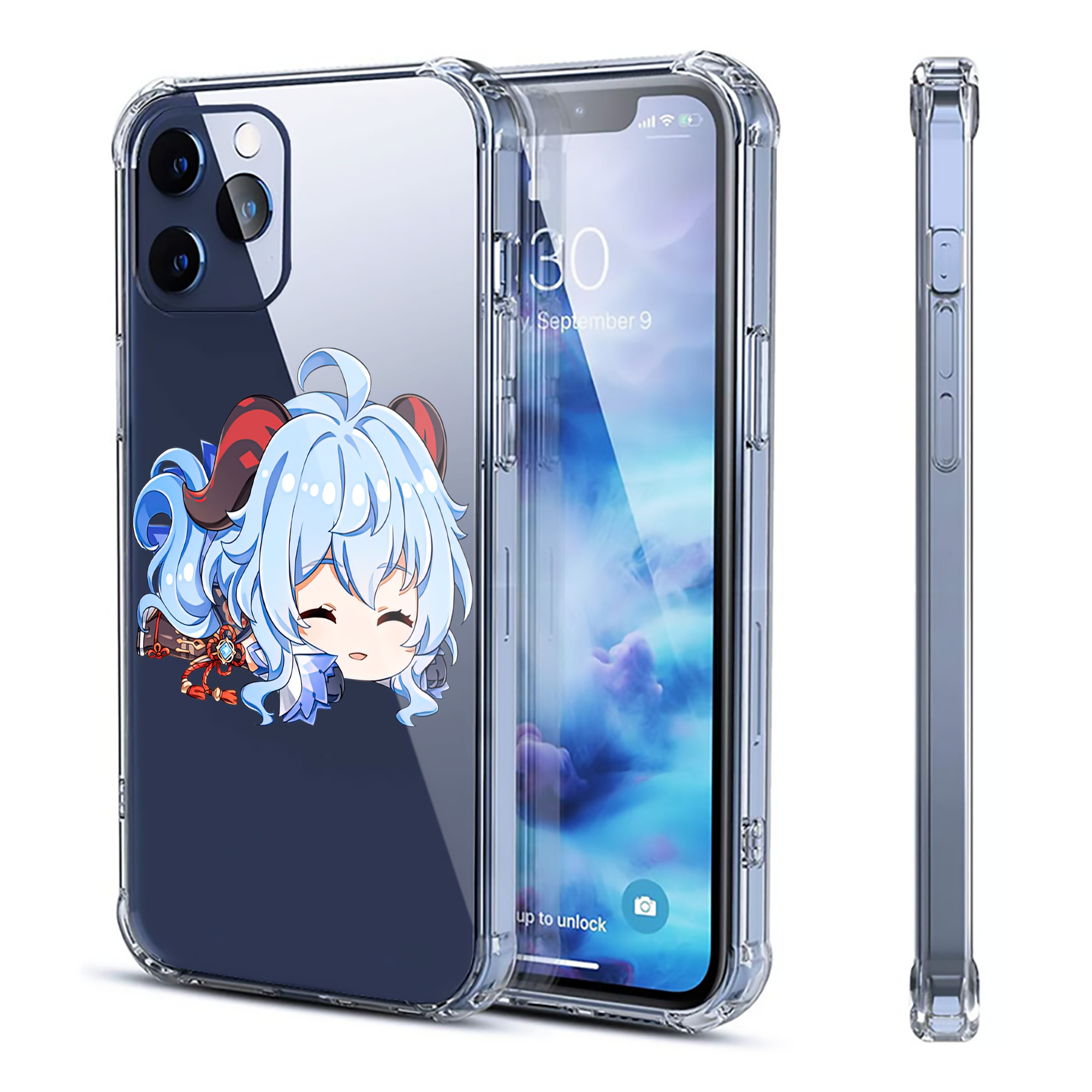 げんし神 甘雨 かんう genshin Ganyu 【iPhone 12シリーズ対応】透明スマホケース（クリアソフトケース）